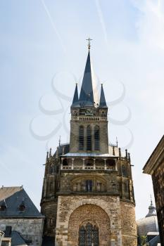 travel to Germany - view of west tower of Aachen Cathedral ( Aachener Dom)
