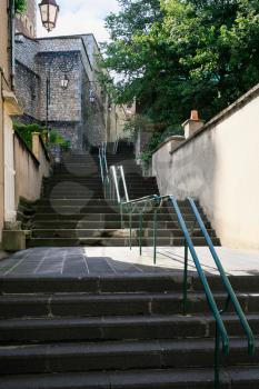 travel to France - staircase on street in Gien town in summer day