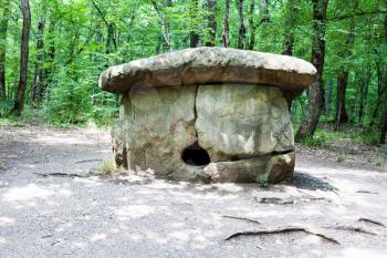 tour to Shapsugskaya anomalous zone - prehistoric Shapsugsky Dolmen in Abinsk Foothills of Caucasus Mountains in Kuban region of Russia