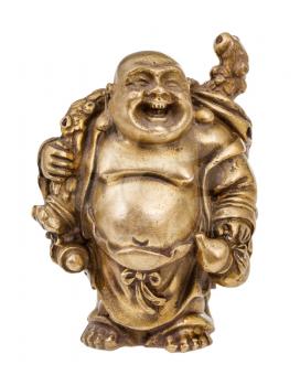 traditional chinese bronze figurine of Hotei (Fat Buddha) isolated on white background