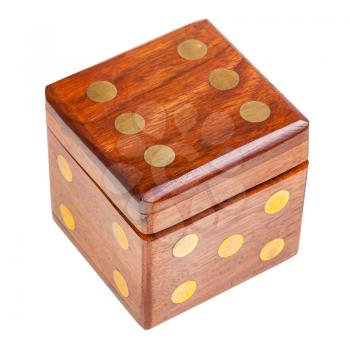 dice-shaped wooden box isolated on white background