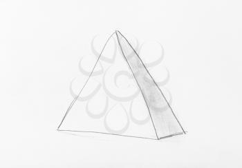 sketch of pyramid geometric figure hand-drawn by black pencil on white paper