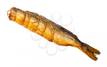 headless hot-smoked salmon fish isolated on white background