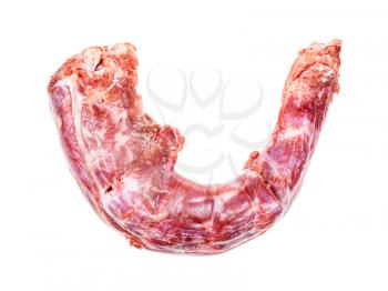 raw skinned Oxtail ( tail of cattle) isolated on white background