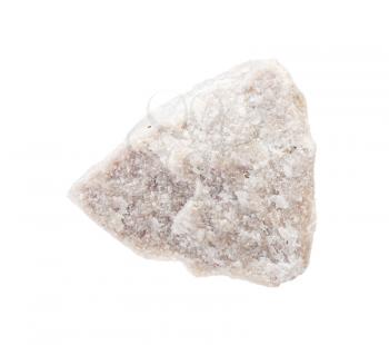 closeup of sample of natural mineral from geological collection - unpolished dolomite rock isolated on white background