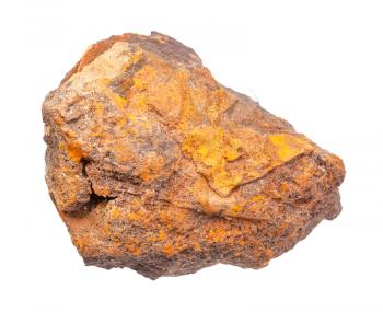 closeup of sample of natural mineral from geological collection - rough Limonite ( brown iron ore) rock isolated on white background