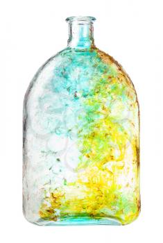 glass painting - hand painted glass flask isolated on white background
