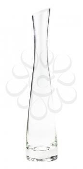 narrow glass flower vase isolated on white background