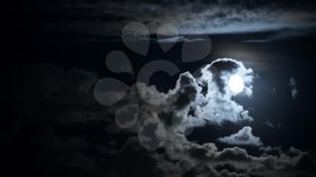 night panoramic cloudscape with moon in september