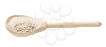 psyllium husk in wooden spoon isolated on white background