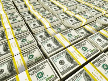 Background of rows of US dollars bundles