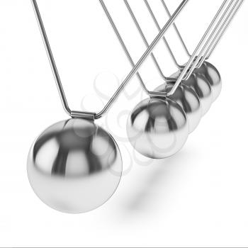 Action sequrence concept background - Newton's cradle executive toy isolated on white background