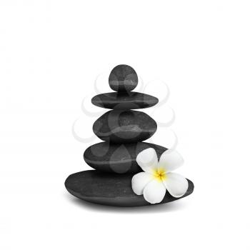 Zen mediation spa relax concept background - zen stones balance isolated on white