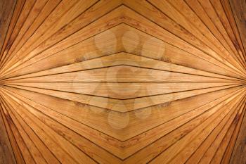 Abstract symmetrical background made from wooden slats.