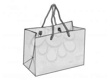 Monochrome empty shopping bag isolated on white background.Digitally generated image.