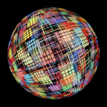Abstract Multicolored globe silhouette on black background.Digitally generated image.
