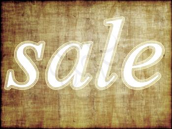 Sale tag on gray grunge wooden background.