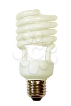 Energy save lamp taken closeup isolated on white background.