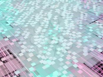 Turquoise square shape pattern as abstract background.Digitally generated image.