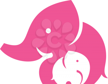 Elephant mom and child. Symbol or logo 