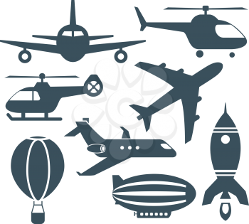 Set of aircrafts  icons