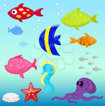 Cartoon fishes vector set