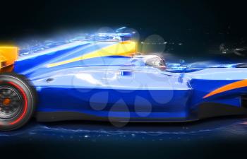 Formula One race car with light effect. Race car with no brand name is designed and modelled by myself