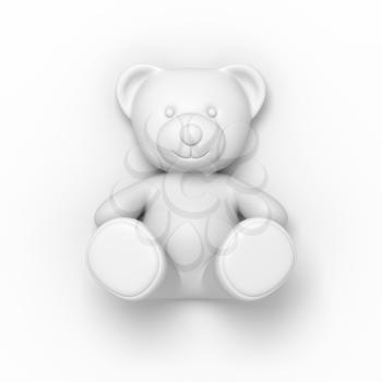 Teddy bear on the light grey background. 3D illustration