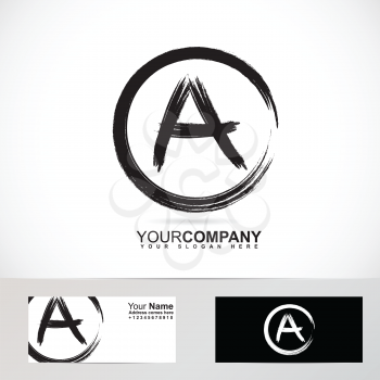 Vector company logo element template of alphabet letter A grunge drawing black and white