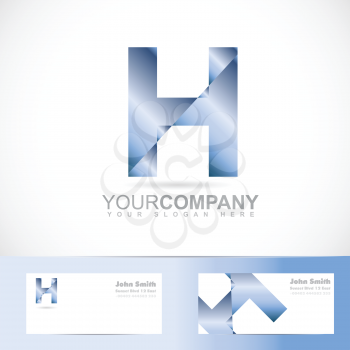 Vector logo template of alphabet letter h 3d with business card