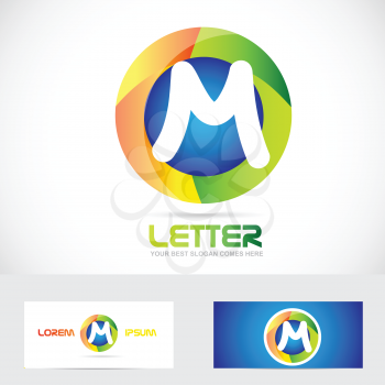 Vector company logo icon element template letter m alphabet 3d games communication