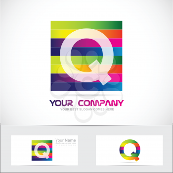 Vector company logo element template letter q colors stripe lines icon