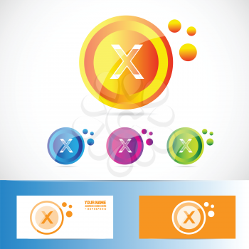 Vector company logo icon element template letter x orange alphabet circle coin