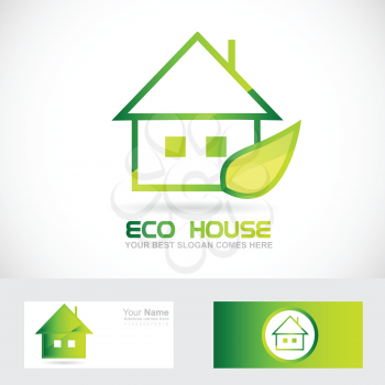 Vector company logo icon element template eco house real estate green leaf