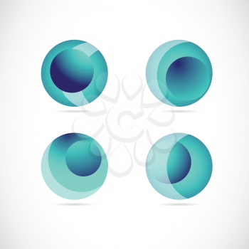 Vector company logo icon element template set blue sphere 3d media
