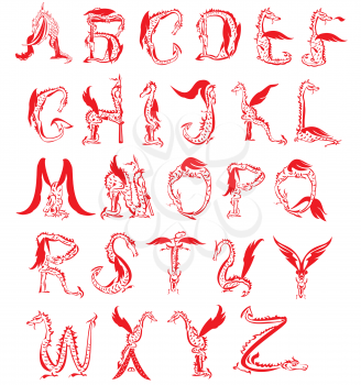 dragon alphabet, fantasy dragon font
