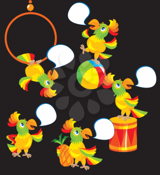 Set of parrot cartoons for the childish ABS book