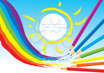 Rainbow, sun and color Pencils - Design Concept for album