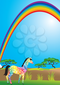 Portrait border with rainbow and zebra