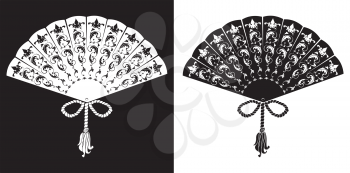 Fan - vintage illustration - silhouettes on black and white background