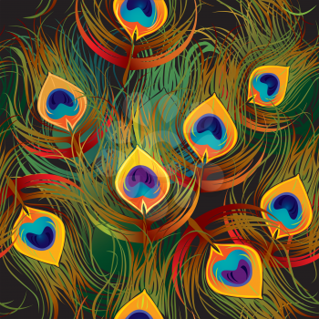 Seamless pattern - peacock feathers