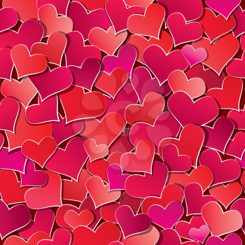 Seamless pattern with Red hearts confetti. Valentine's day or Wedding background.