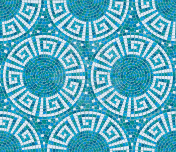 Seamless mosaic pattern -  Blue ceramic tile - classic geometric ornament