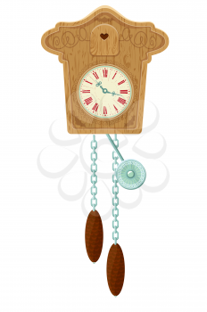 vintage wooden Cuckoo Clock - object isolated on white background