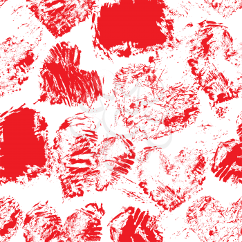 Seamless pattern with grunge red color figures - hearts. Isolated on white background. Background for love cards, wedding invitations, Valentines Day holidays design.