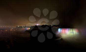 Night Photo Niagara Falls colors and mist