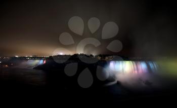 Night Photo Niagara Falls colors and mist