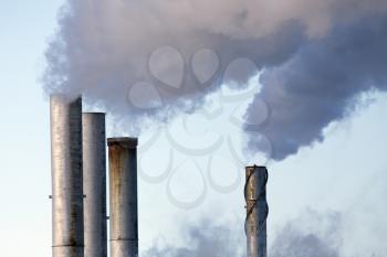 Pollution discharge industry in Canada pipes spewing smoke