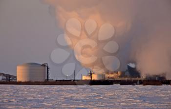 Ethanol Plant in Winter Saskatchewan  Pollution