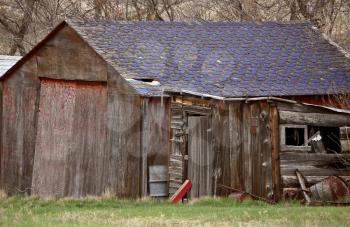Old abandoned wooden farm building